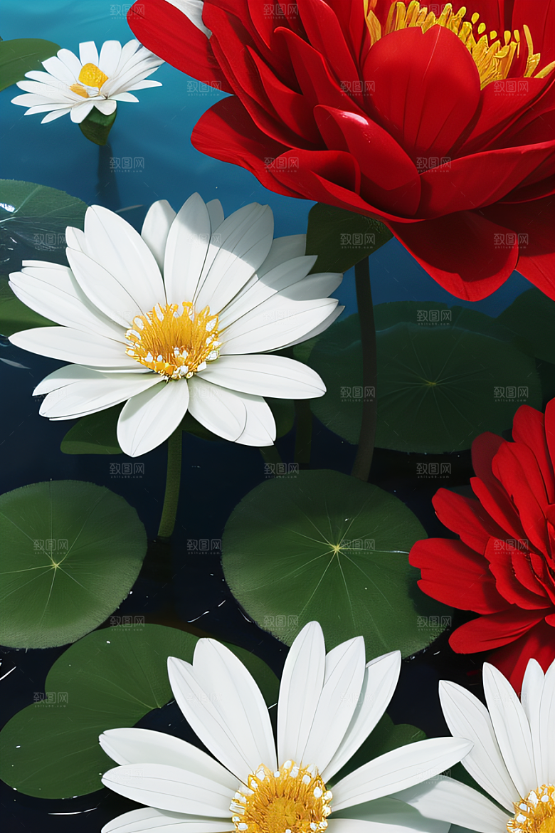 深海之花水底花瓣与露珠之心