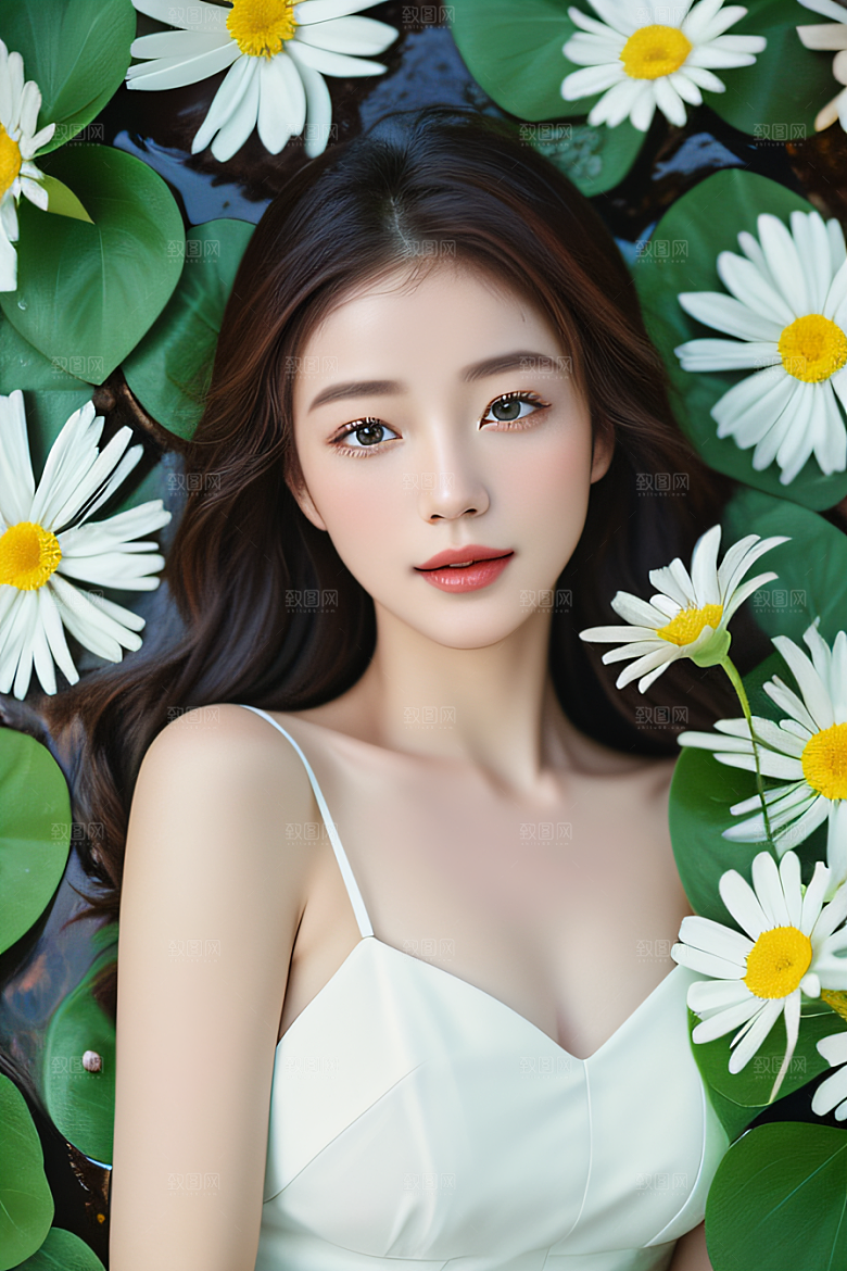 深海之花水底花瓣与露珠之心