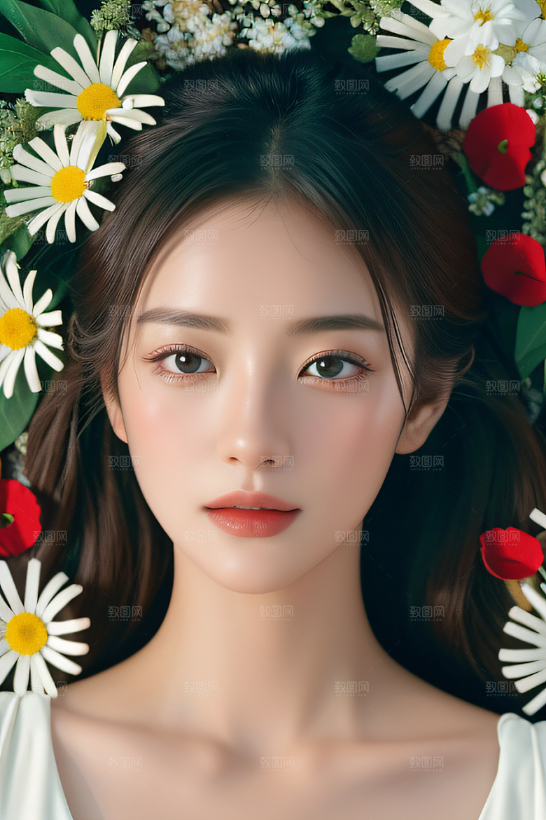 深海之花水底花瓣与露珠之心