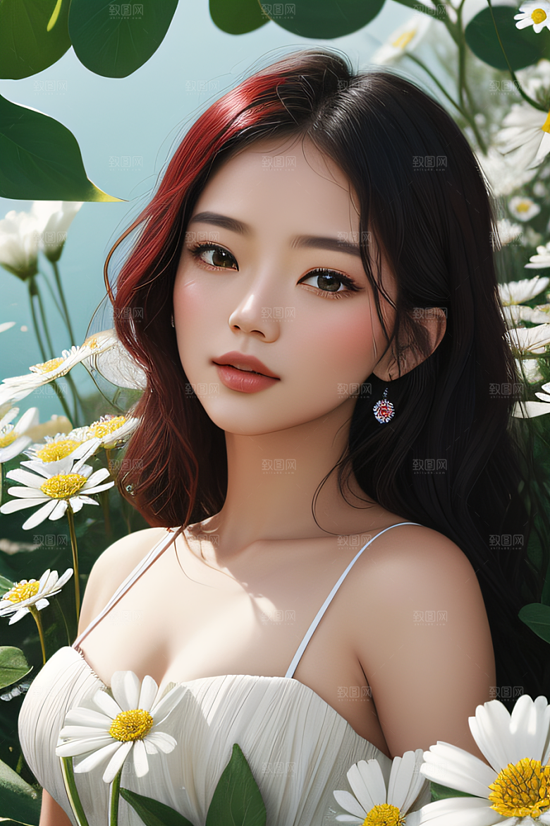 神奇红花深海水瓣与晶莹露心