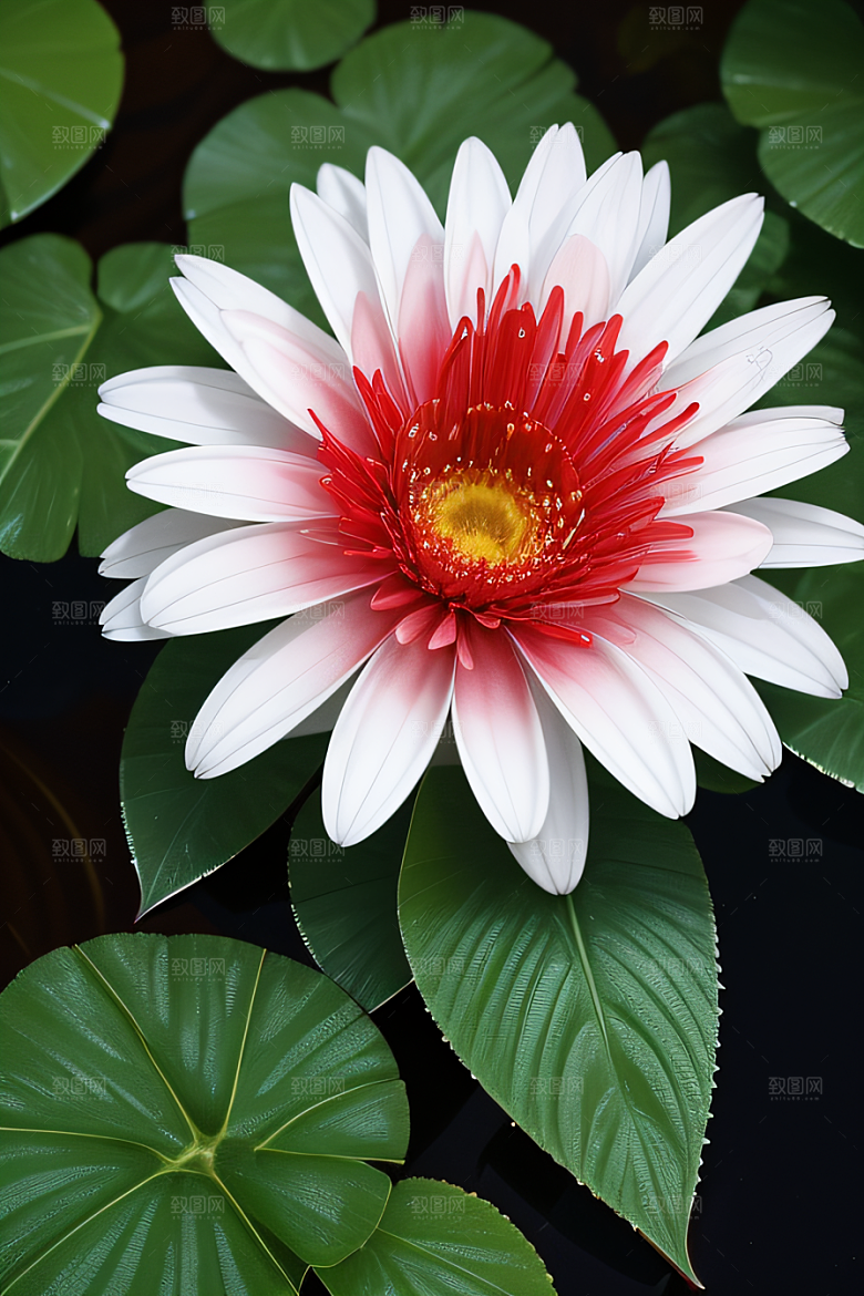 神奇红花深海水瓣与晶莹露心