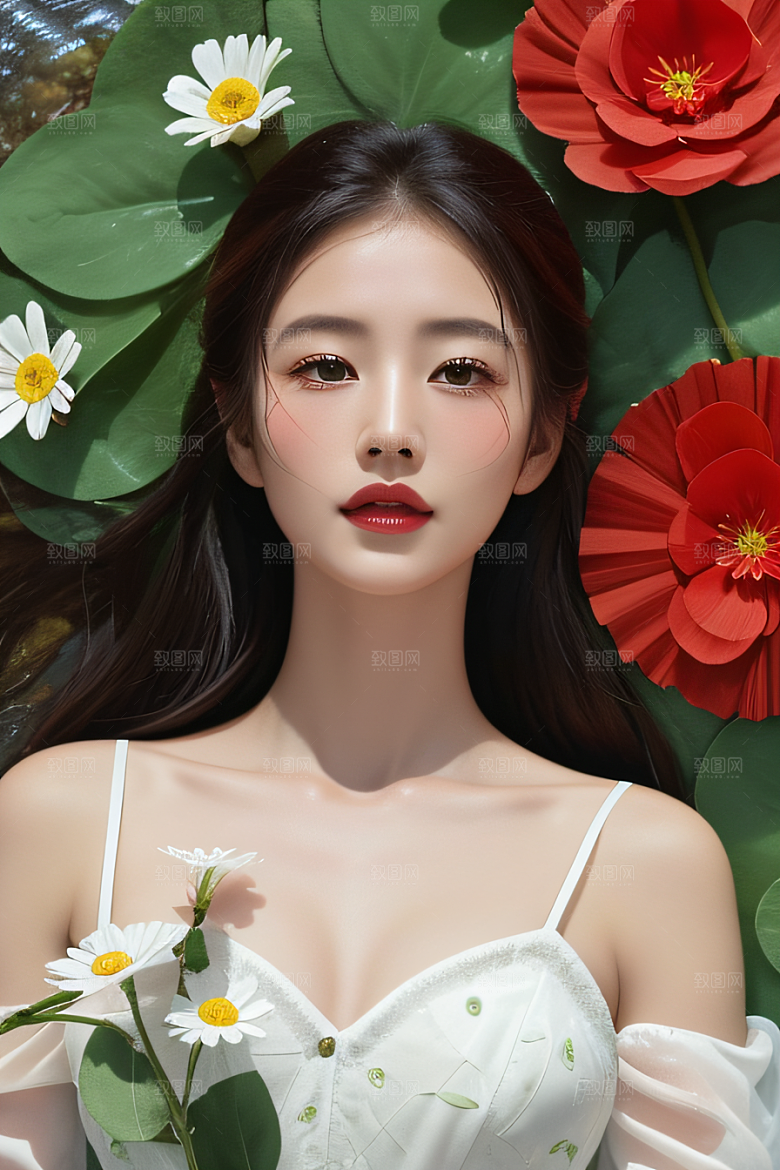 深海之花水下花瓣与露珠般的心