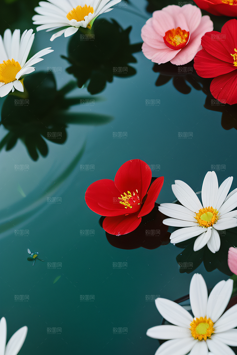 深海之花水下花瓣与露珠般的心