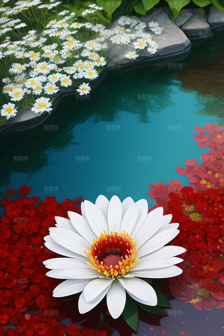 深海之花水下花瓣与露珠般的心