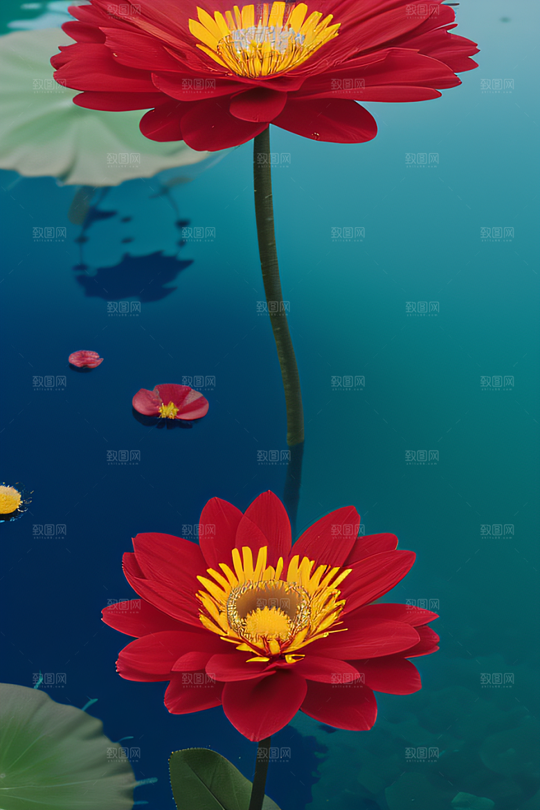 深海之花水下花瓣与露珠般的心