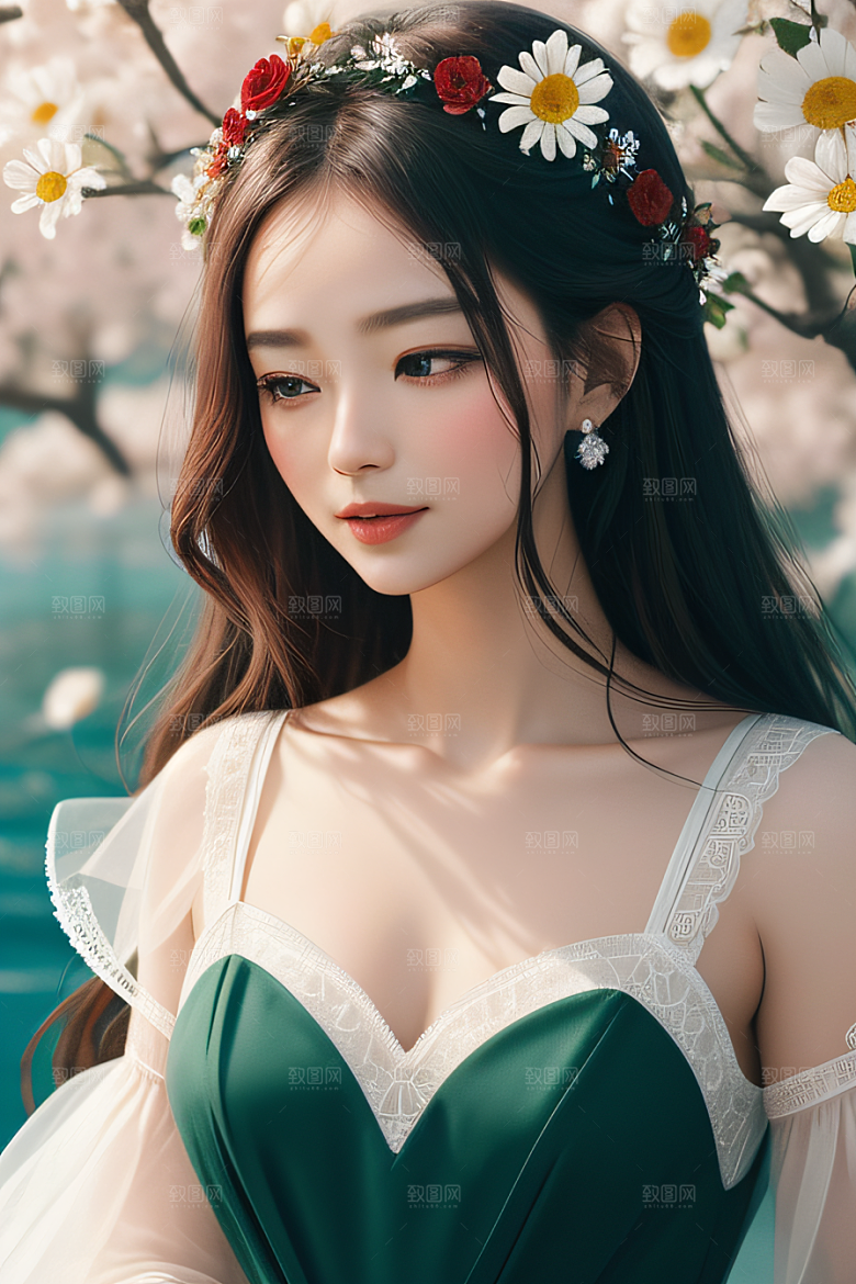 神奇红花深海水底花瓣与心露相互倾心