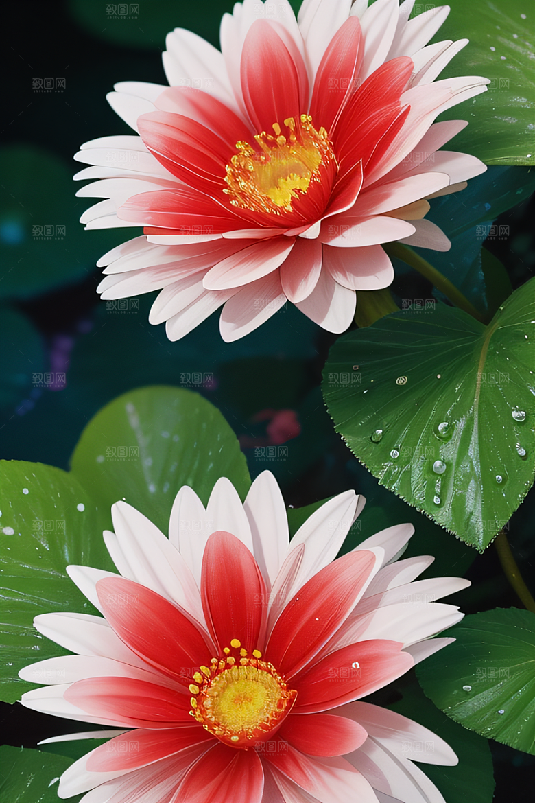 神奇红花深海水底花瓣与心露相互倾心