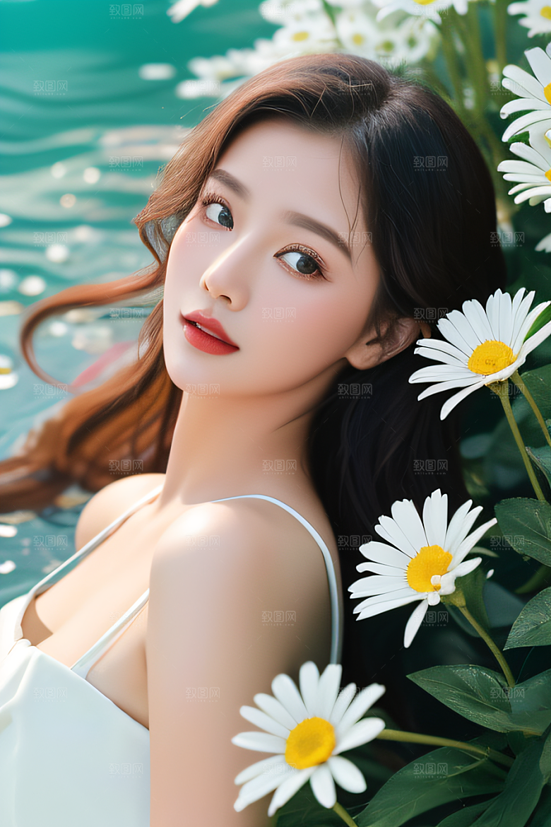 神奇红花深海水底花瓣与心露相互倾心