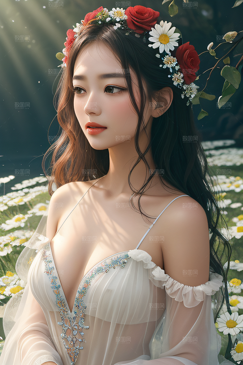 神奇红花深海水底花瓣与心露相互倾心