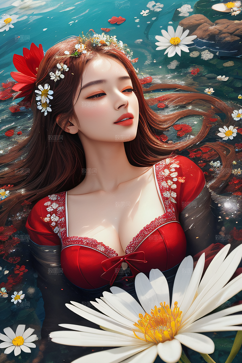 深海之花水下花瓣与心露交相辉映