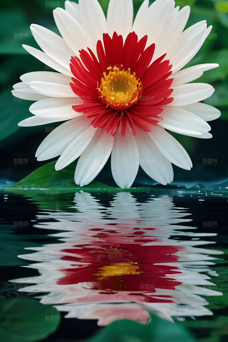 神秘红花深海水底花瓣与心露相映
