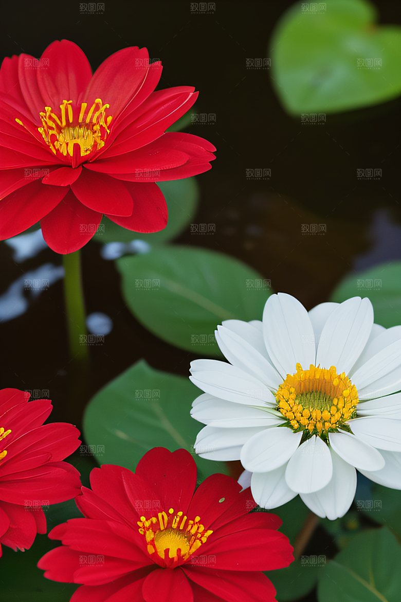 神秘红花深海水底花瓣与心露相映
