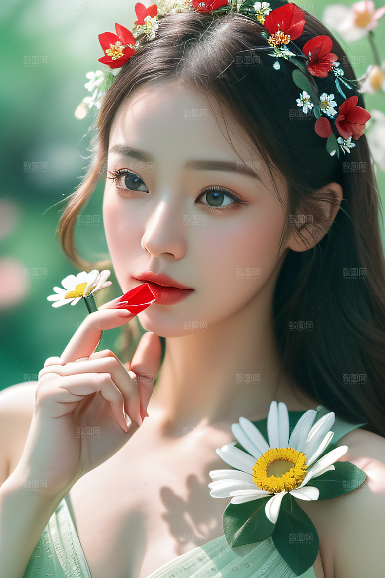 深海之花水底花瓣与心露共舞