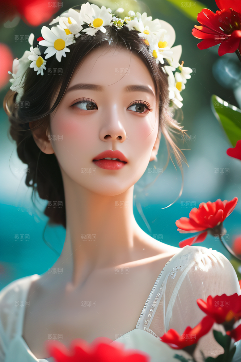 深海之花水底花瓣与心露共舞