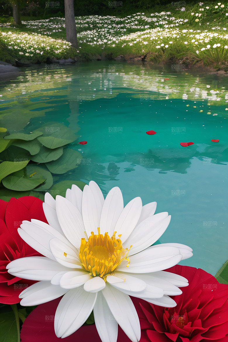 深海之花水底花瓣与心露共舞