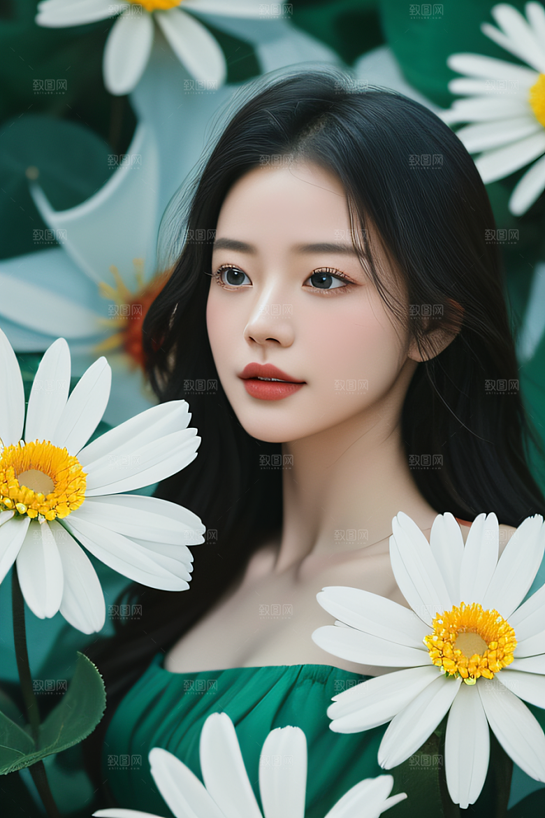深海之花水底花瓣与心露共舞