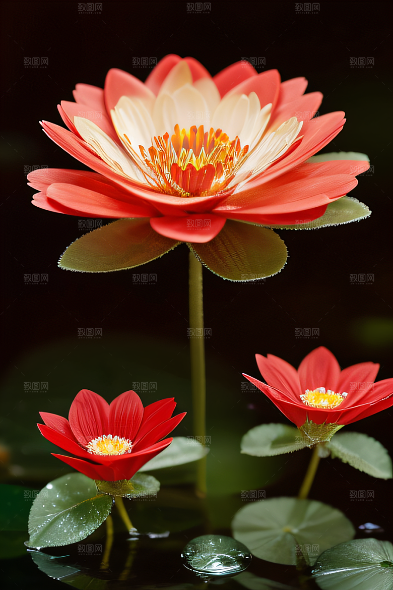 深海之花水底花瓣与心露共舞
