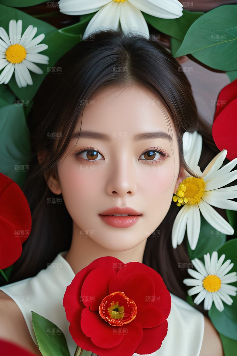 深海之花水底花瓣与心露共舞