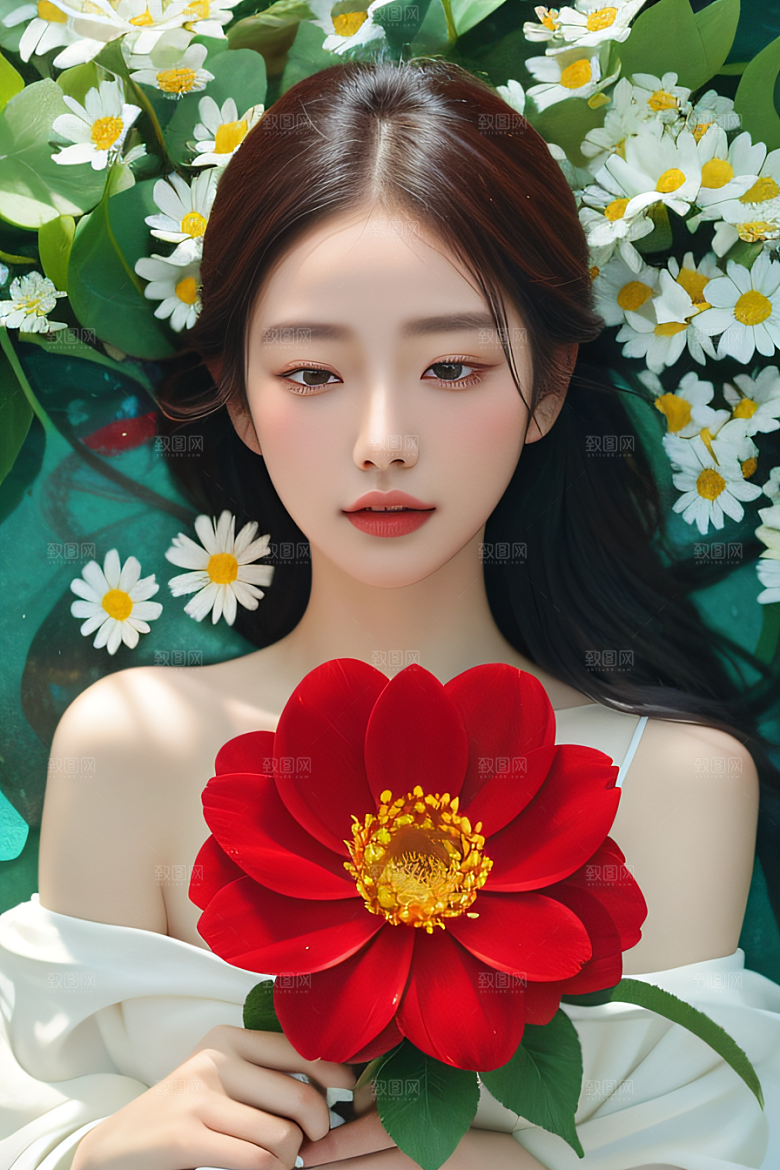 深海之花水下花瓣与露心交织
