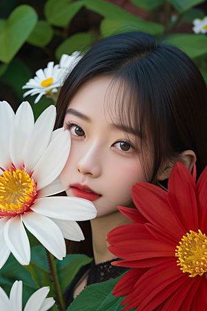 神秘红花深海水底花瓣与露心
