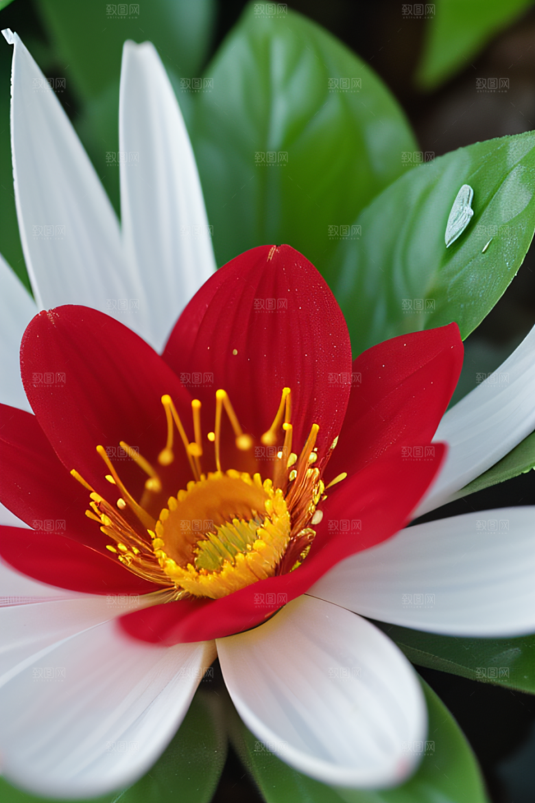 神秘红花深海水底花瓣与露心