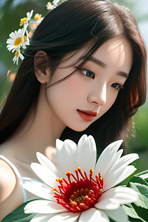神秘红花深海水底花瓣与露心
