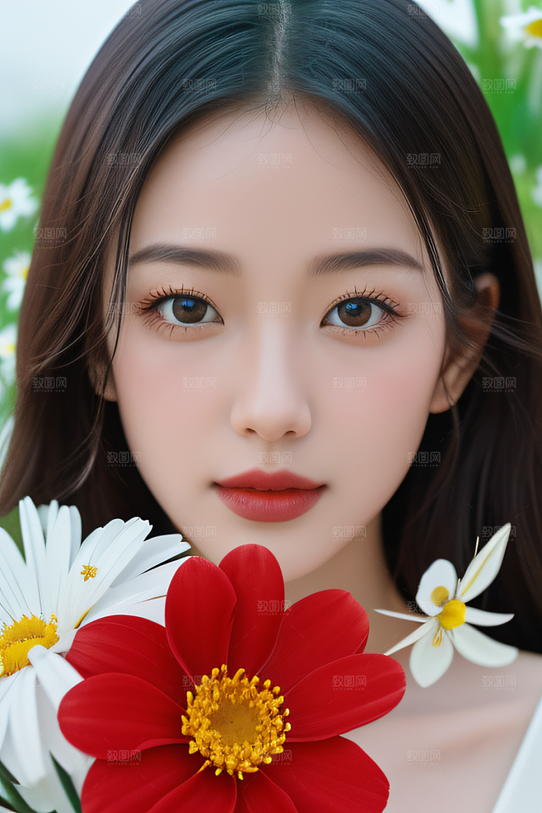 神秘红花深海水底花瓣与露心
