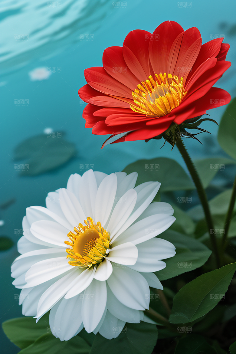 深海之花水底花瓣与露珠之心