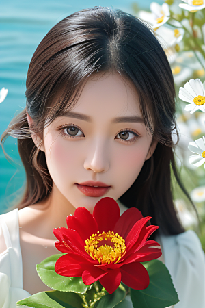 深海之花水底花瓣与露珠之心