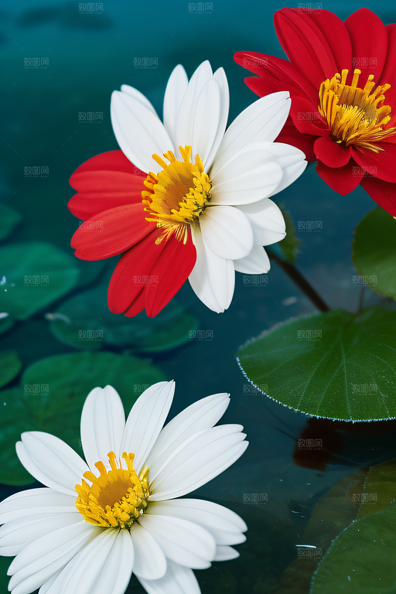深海之花水底花瓣与露珠之心