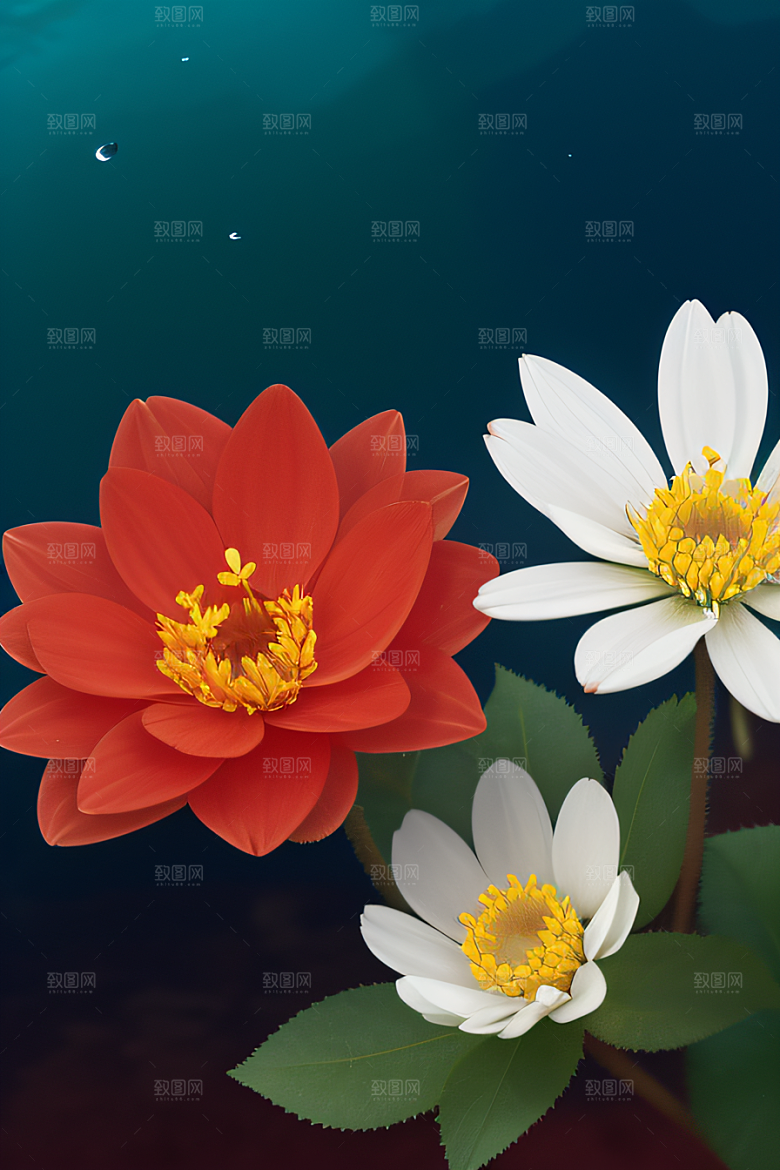 深海之花水下花瓣与露珠般的心