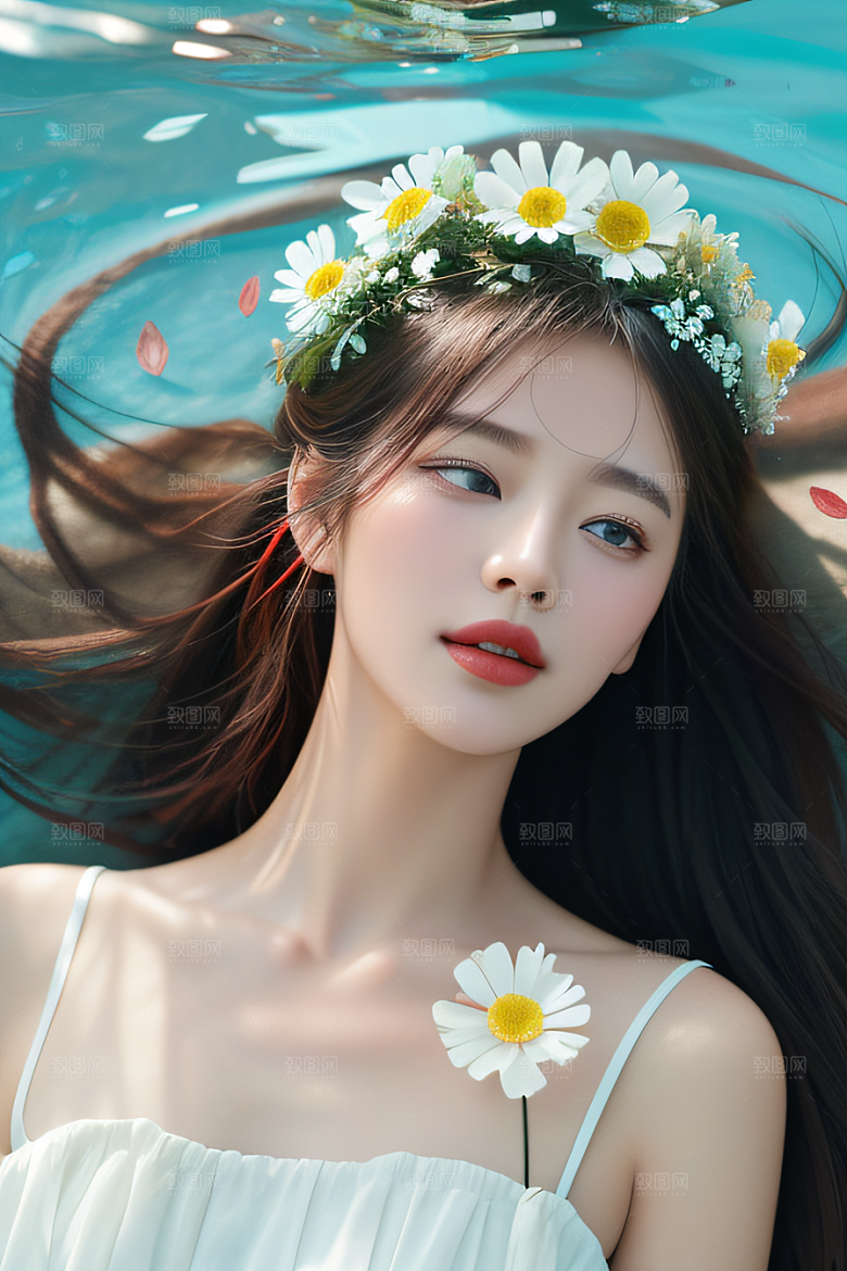 深海之花水下花瓣与露珠般的心