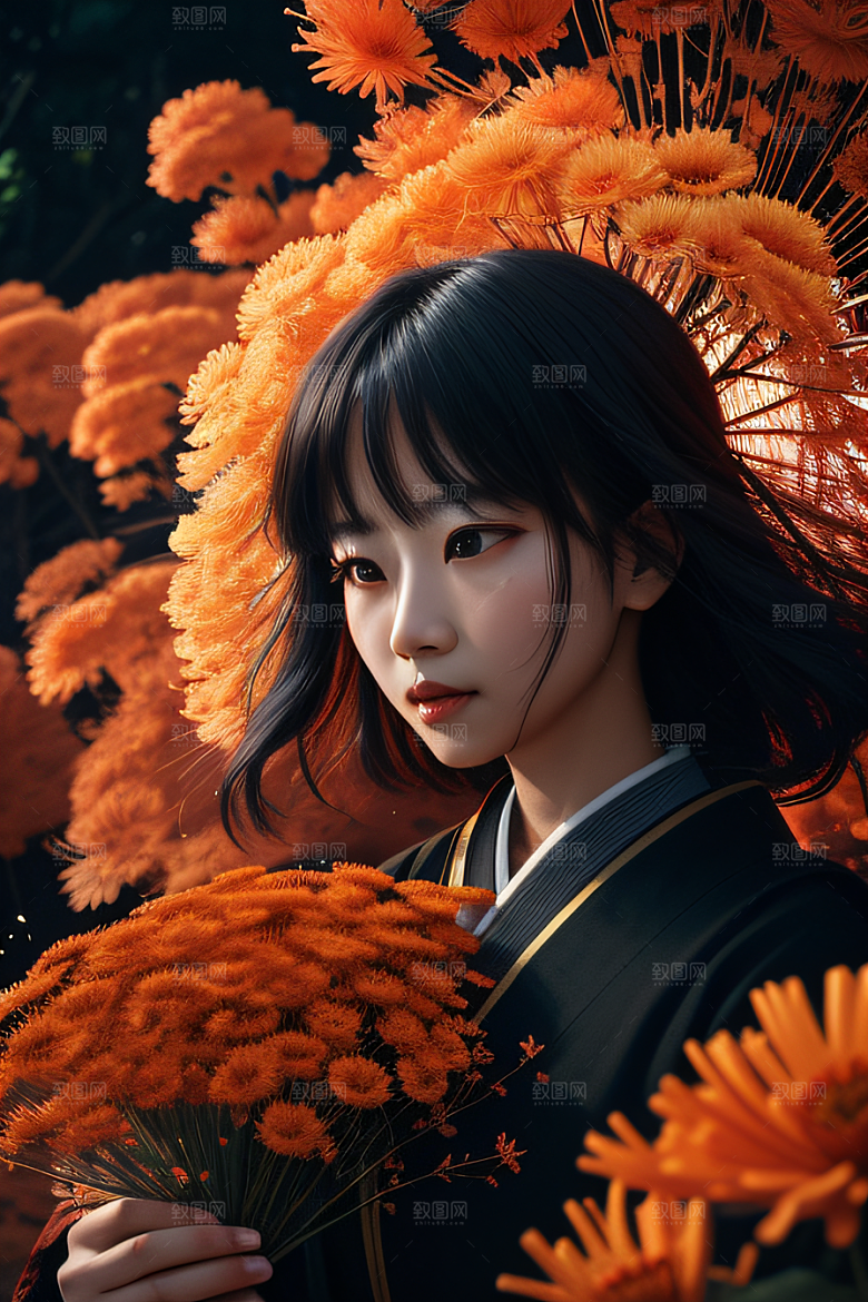 东京森林中的红蜘蛛菊自然之美的焦点