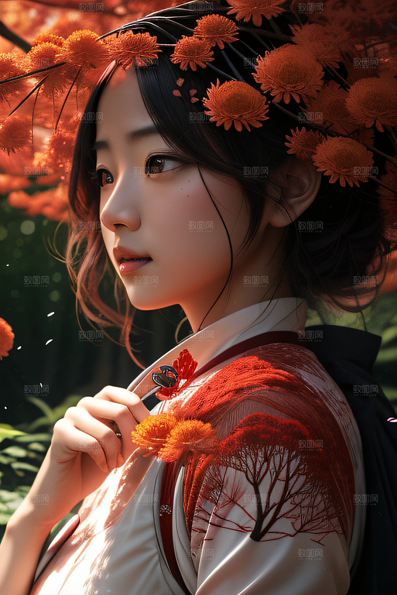 东京森林中的红蜘蛛菊自然之美的焦点