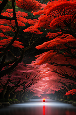 东京森林中的红蜘蛛菊自然之美的焦点
