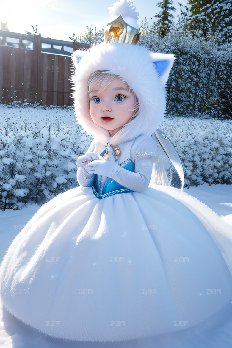 可爱宝贝猫咪变身雪后女王皮克斯之美