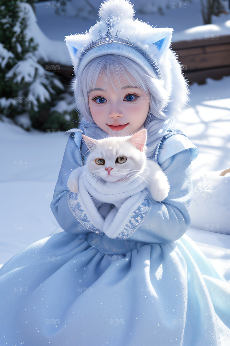 可爱宝贝猫咪变身雪后女王皮克斯之美