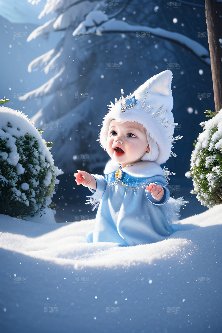 小猫咪化身皮克斯风格雪后女王迷人可爱