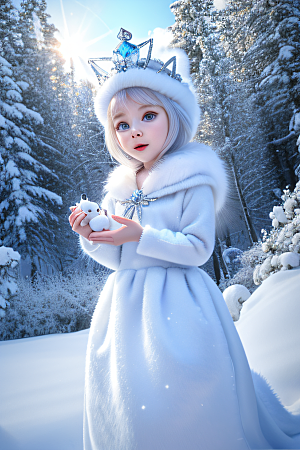 小猫咪化身皮克斯风格雪后女王迷人可爱