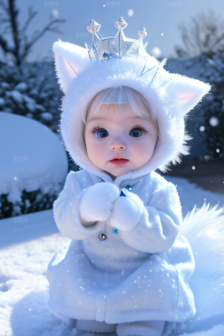 小猫咪化身皮克斯风格雪后女王迷人可爱