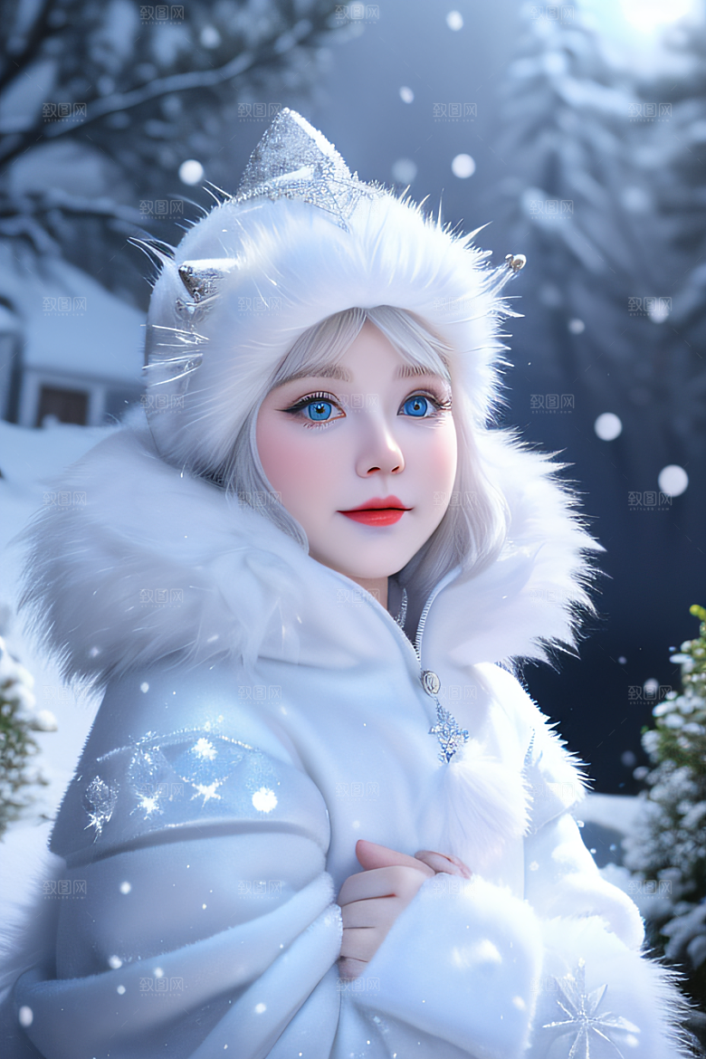 小猫咪化身皮克斯风格雪后女王迷人可爱