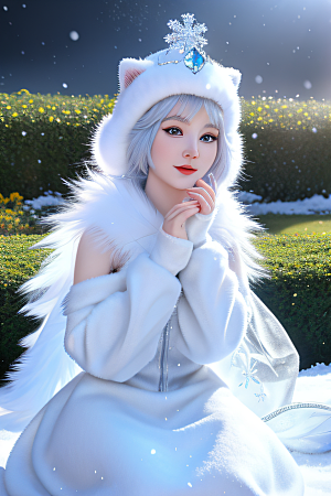 小猫咪化身皮克斯风格雪后女王迷人可爱