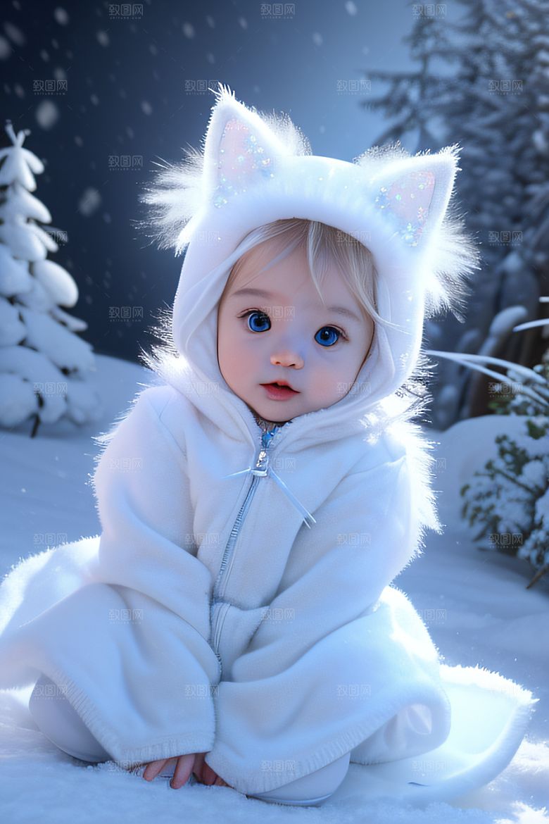 小猫咪化身皮克斯风格雪后女王迷人可爱