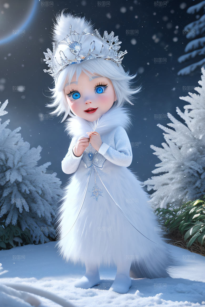 小猫咪化身皮克斯风格雪后女王迷人可爱
