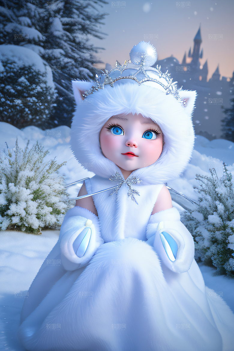 可爱宝贝猫咪穿上雪后女王装扮皮克斯风