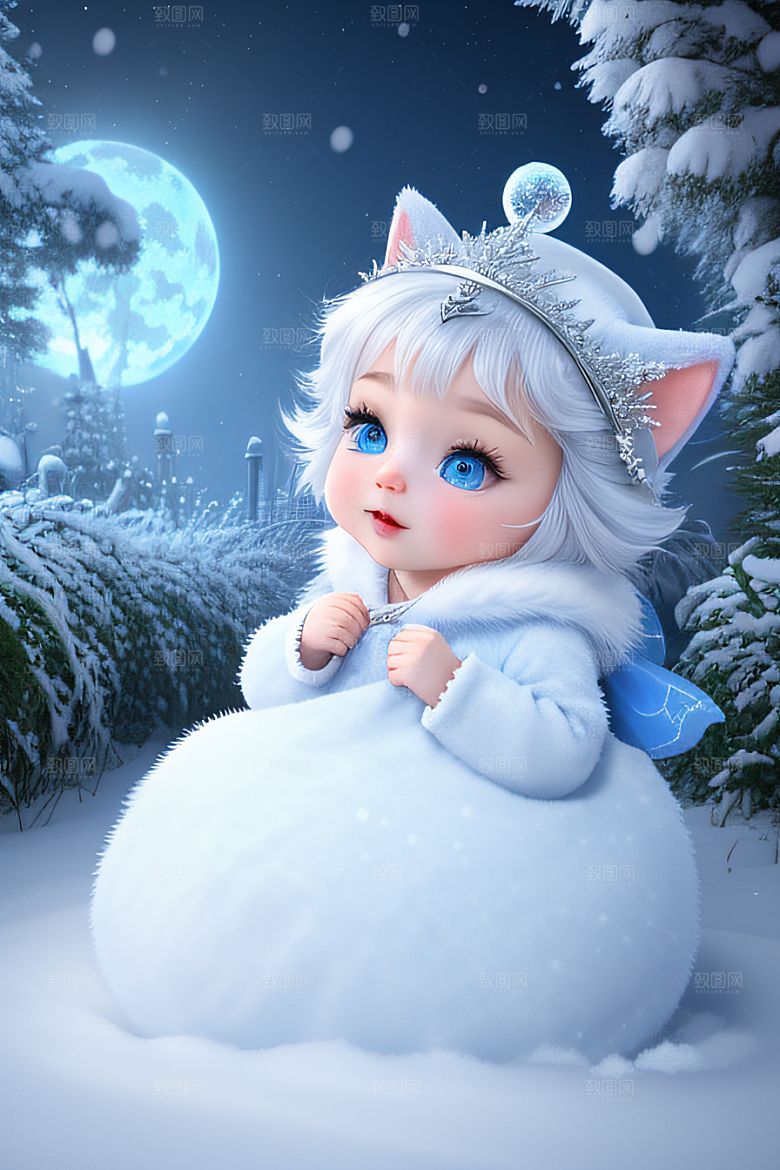可爱宝贝猫咪穿上雪后女王装扮皮克斯风