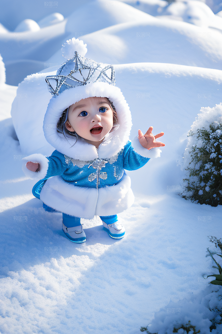 小猫咪扮演皮克斯风格雪后女王可爱模样