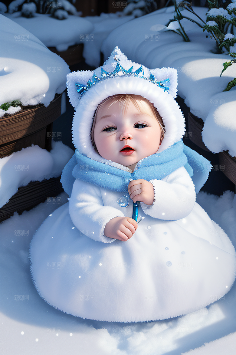 小猫咪扮演皮克斯风格雪后女王可爱模样