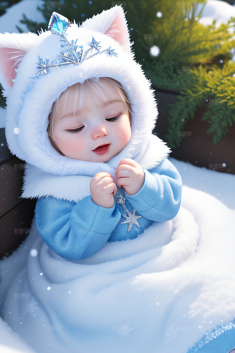可爱宝贝猫咪变身雪后女王皮克斯风
