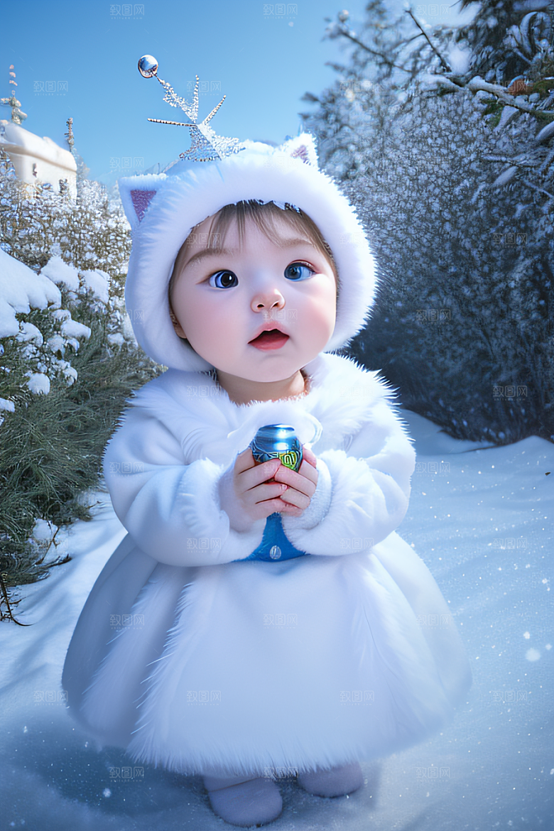可爱宝贝猫咪变身雪后女王梦幻绚丽